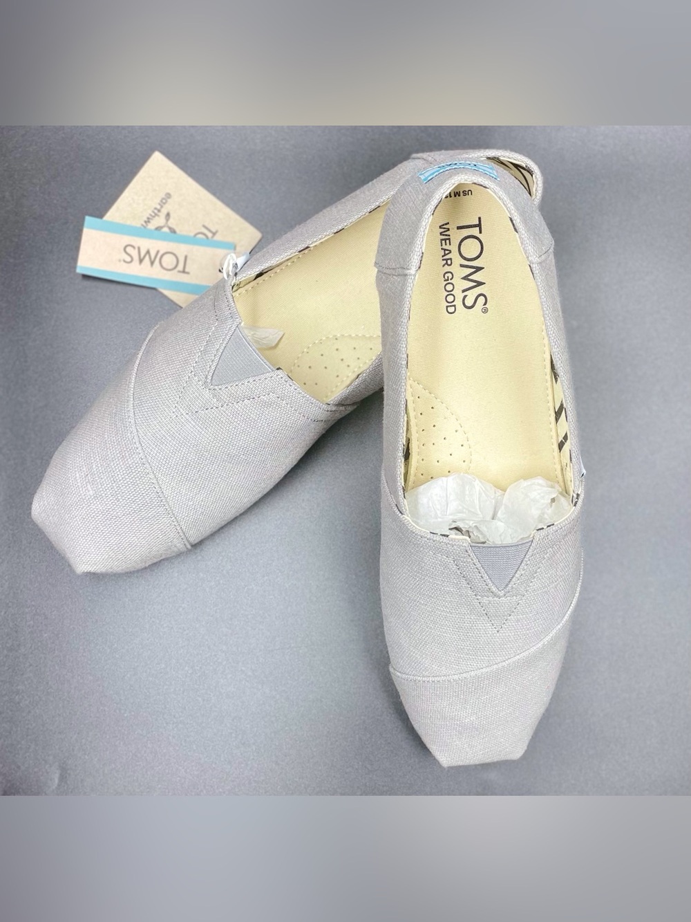 TOMS Slip-On Canvas Flats in Light Gray
